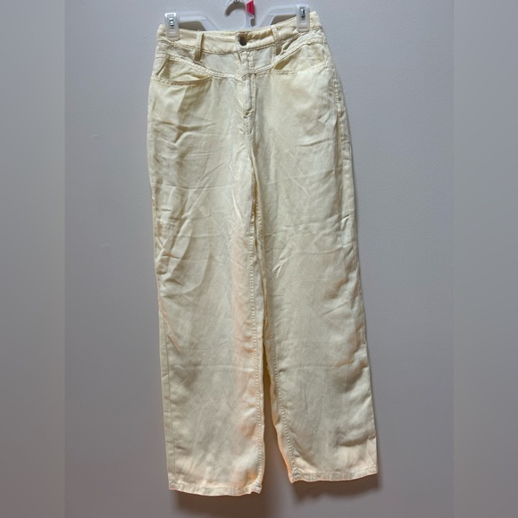 Mango pale yellow cotton like pants - Picture 1 of 5